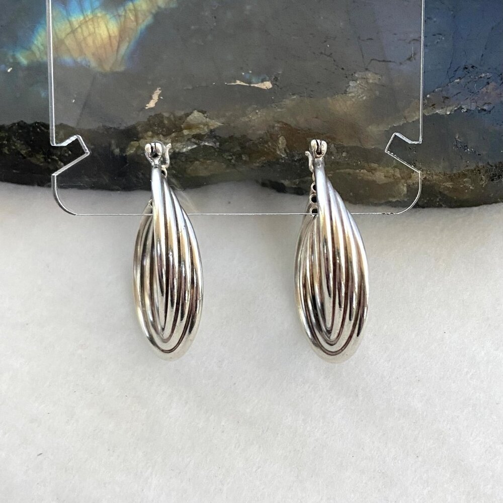 Sterling Silver 925 Quadruple Twisted Hinged Hoop Earrings